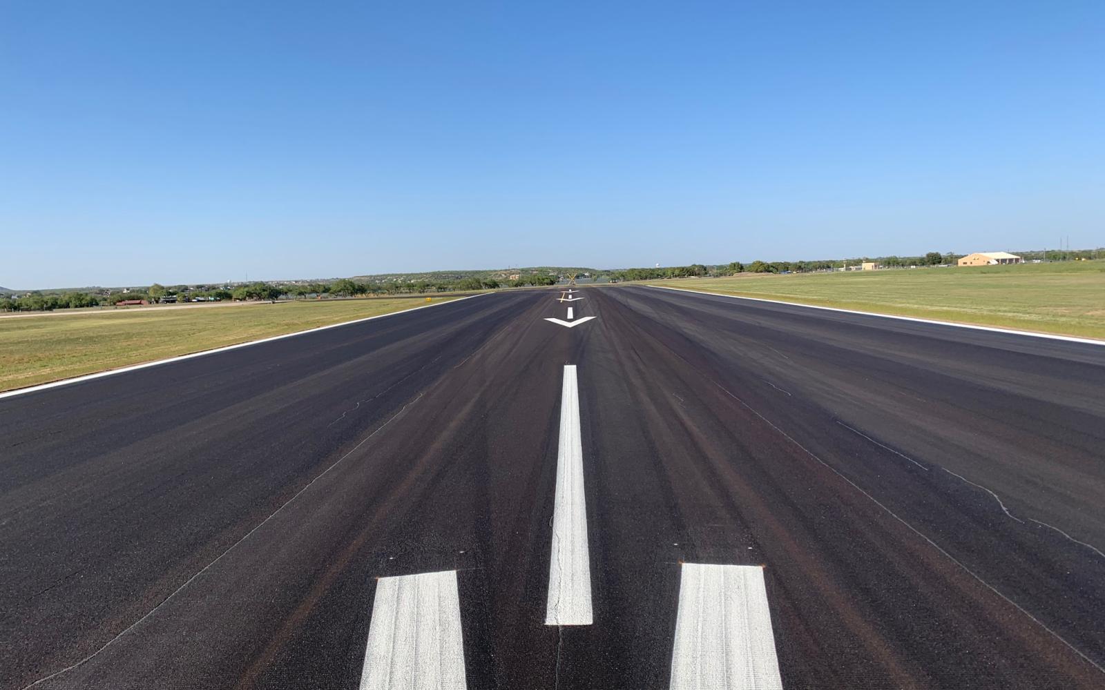 Looking south on runway 18 at San Angelo's Mathis Field after sealcoating project was nearly completed on Oct. 15, 2020. (Contributed/Jeremy Valgardson)
