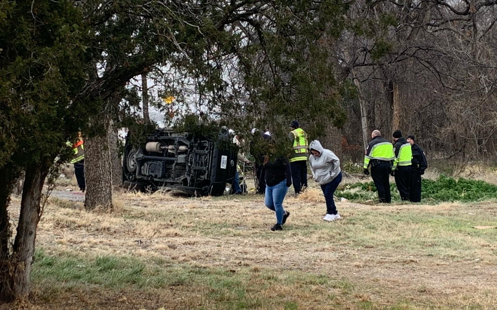 Roll-over Crash on Ave. L (LIVE! Photo/Matt Trammell)