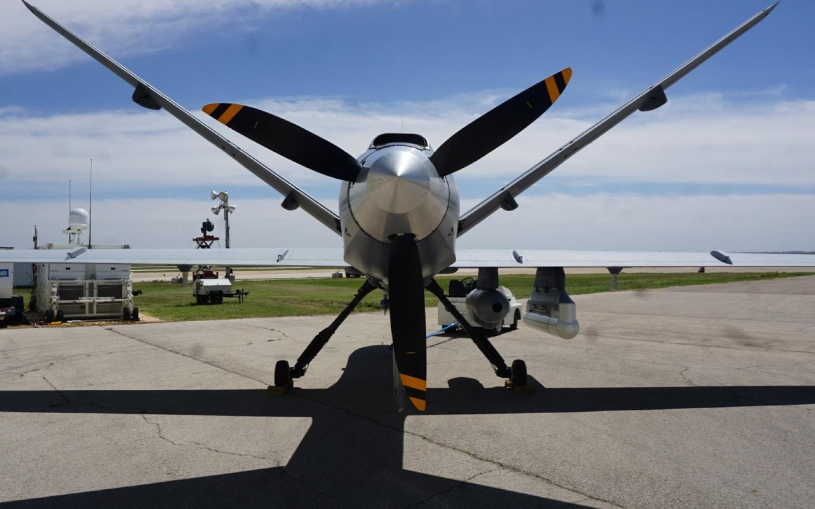 The rear-mounted turboprop engine of the MQ-9 UAS.