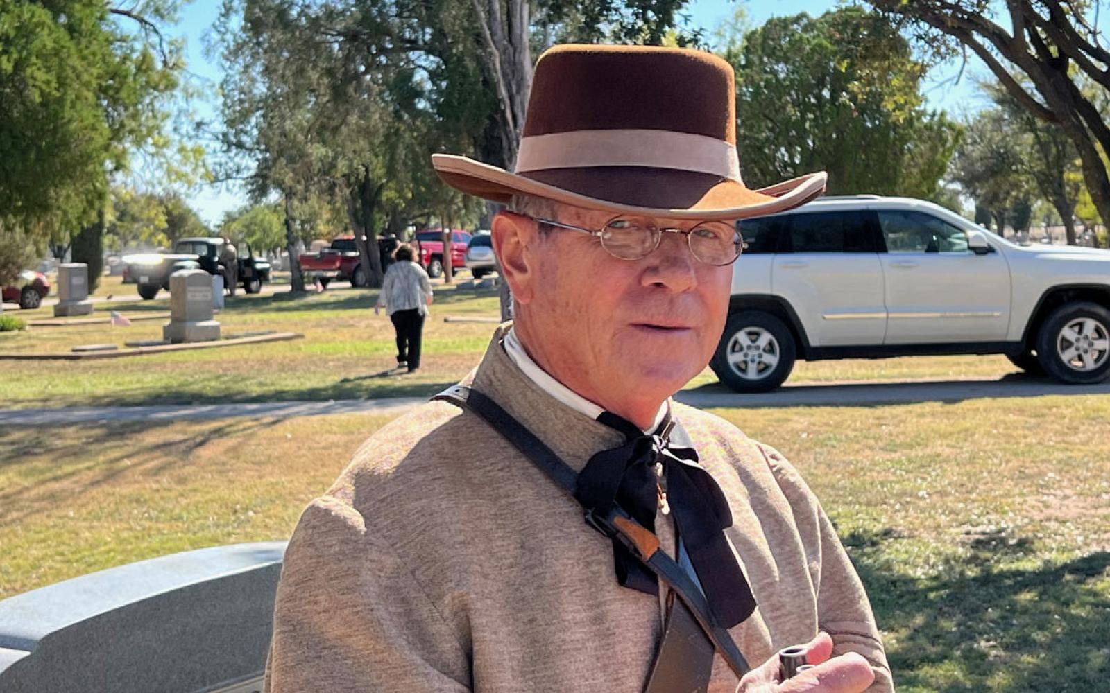 Charles Westbrook wearing a Civil War era uniform.