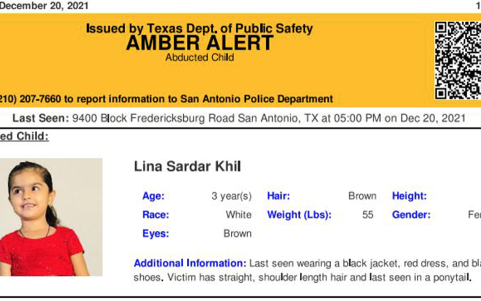 Lina Khil Amber Alert (Contributed/DPS)