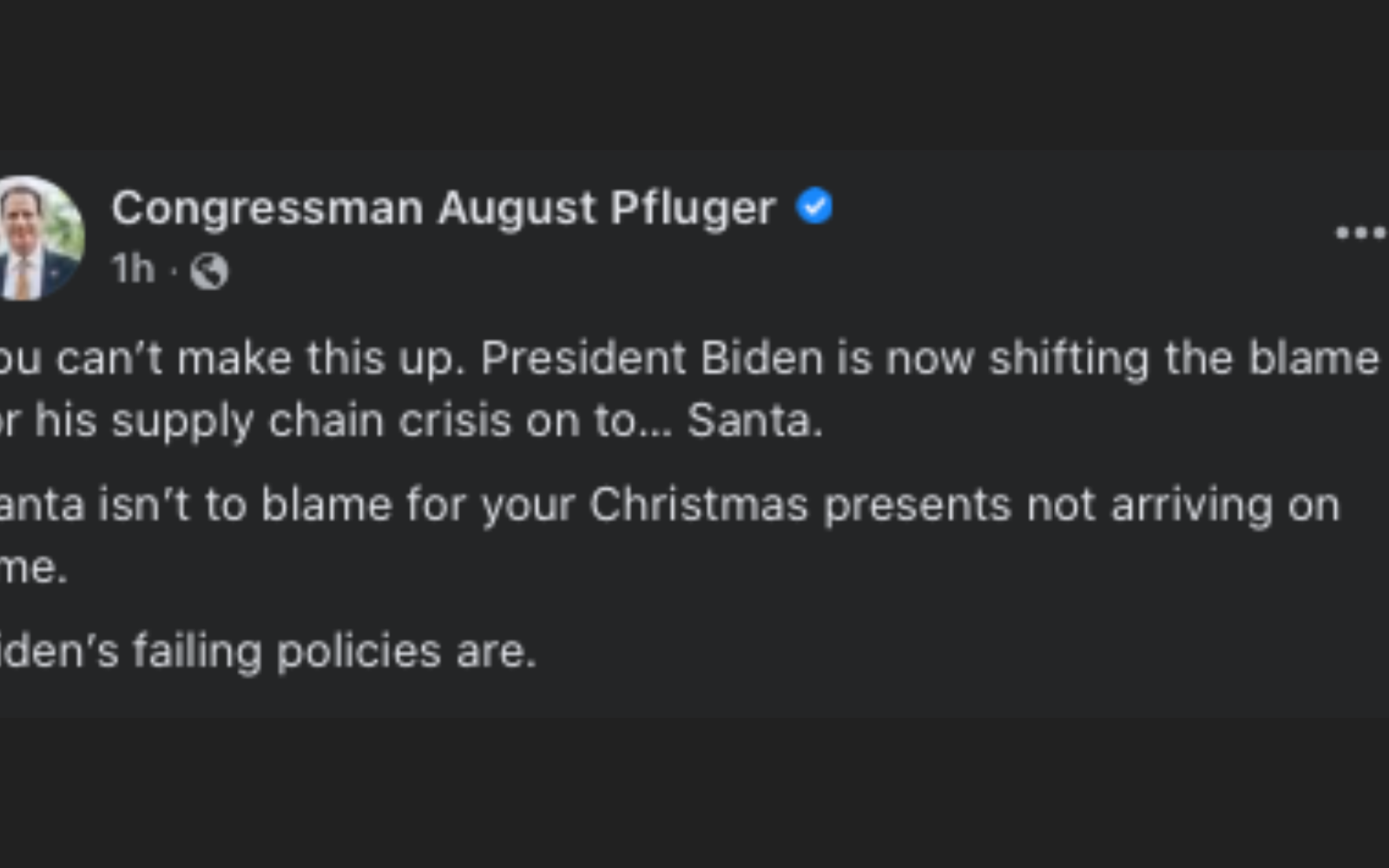 Pfluger on Biden's Santa Quote
