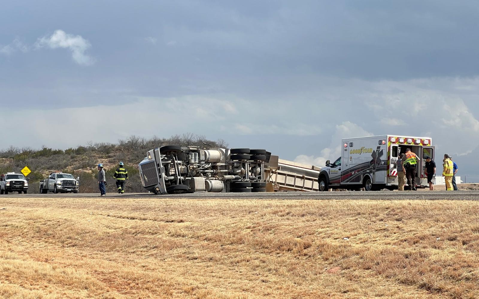 Grain Truck Crash US277 Near Goodyear (LIVE! Photo/Matt Trammell)