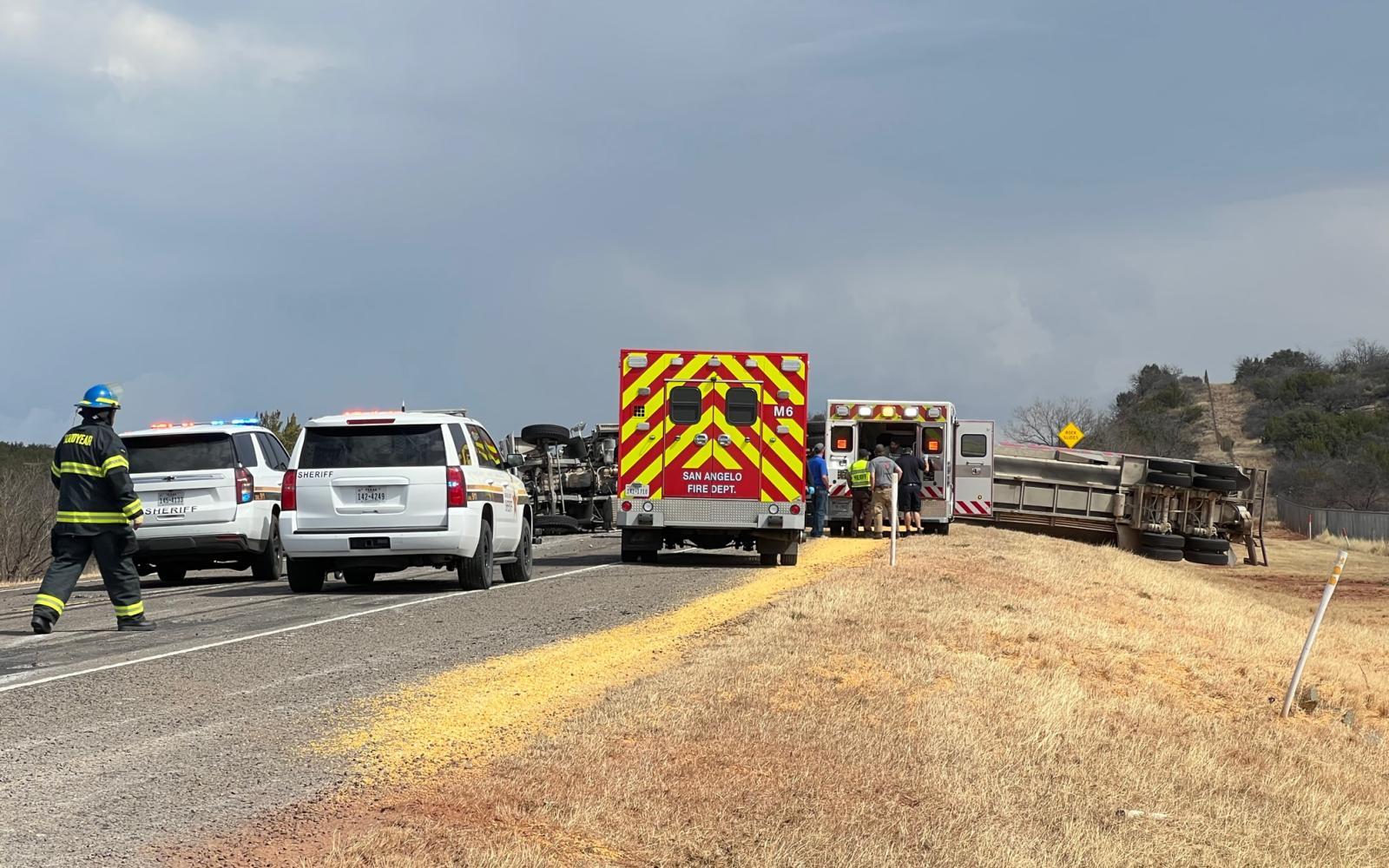 Grain Truck Crash US277 Near Goodyear (LIVE! Photo/Matt Trammell)