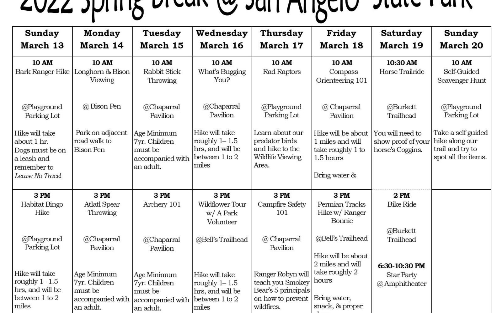2022 San Angelo State Park Spring Break (Contributed/SASP)