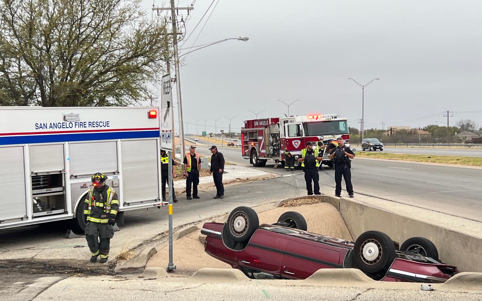 Crash Leaves Buick Upside Down in Ditch (LIVE! Photo/Matt Trammell)