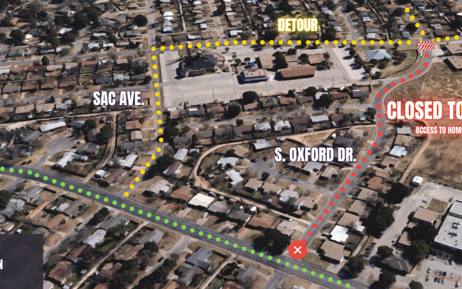 Portion of Oxford Ave. in San Angelo Closed (Contributed/COSA)