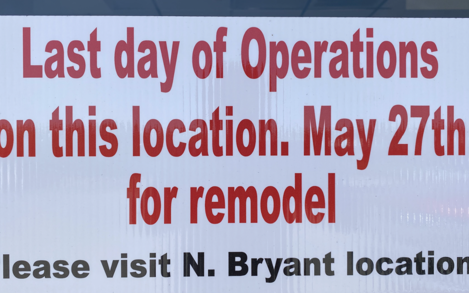 Sign on McDonalds Door