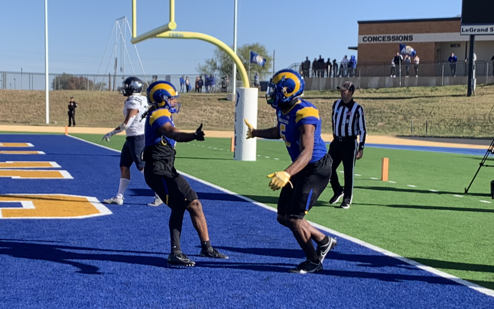 Angelo State Rams after a touchdown