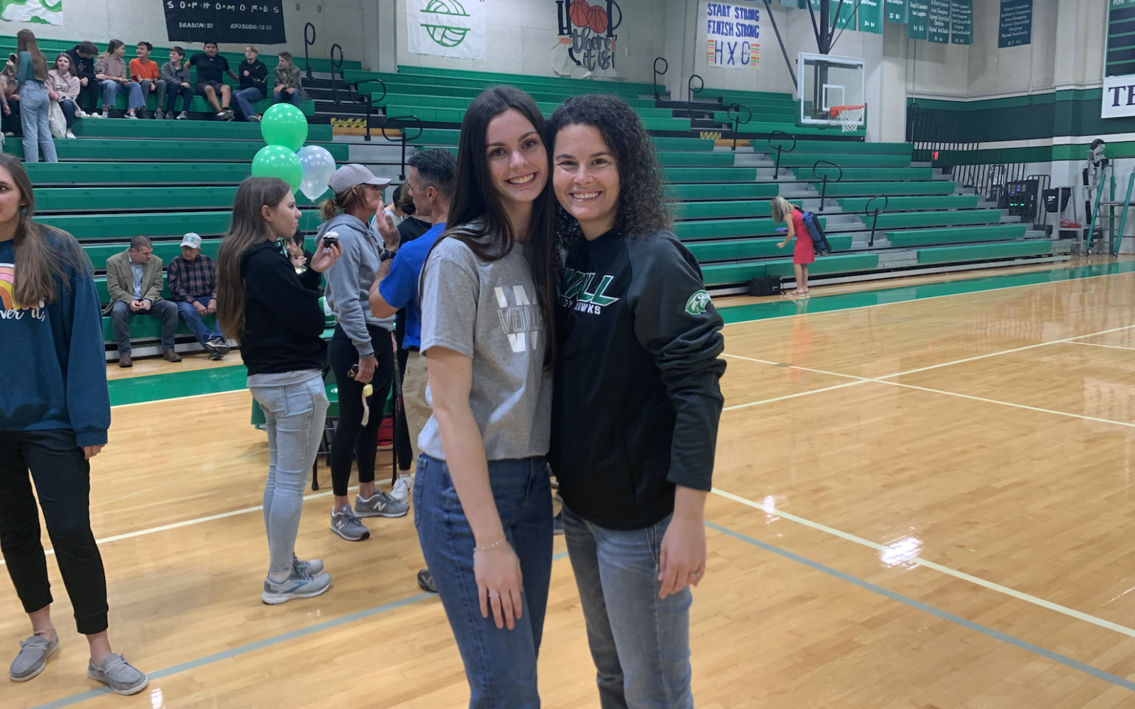 Lady Hawks Brooke Lehr and Head Volleyball Coach Robynn Jones