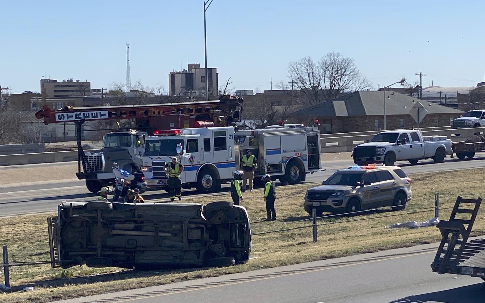 Rollover Crash of Old Pickup Shuts Down the Houston-Harte Expressway on Feb. 27, 2023