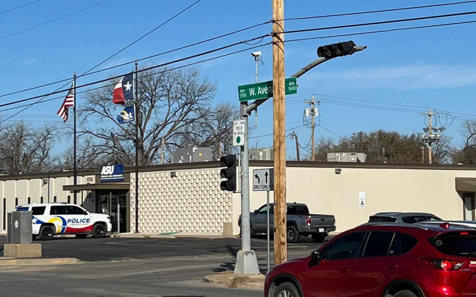Traffic sensors on the traffic lights at the intersection of W. Avenue N and S. Jackson St. closer.