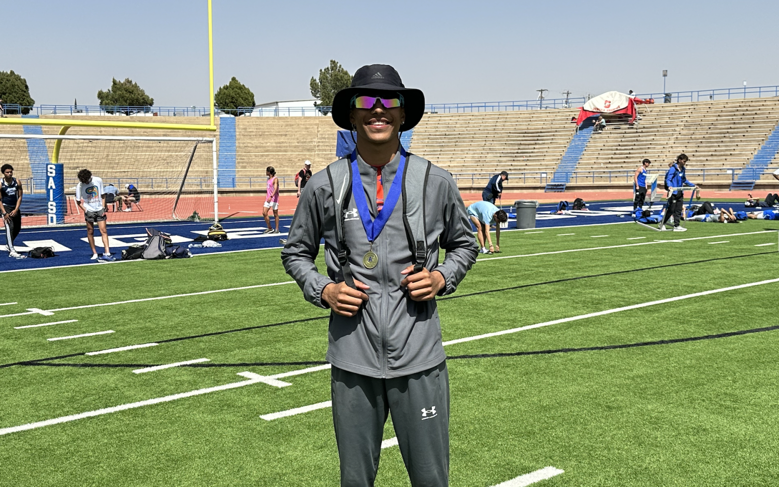 Bobcats Jacob English with his San Angelo Relays Gold Medal
