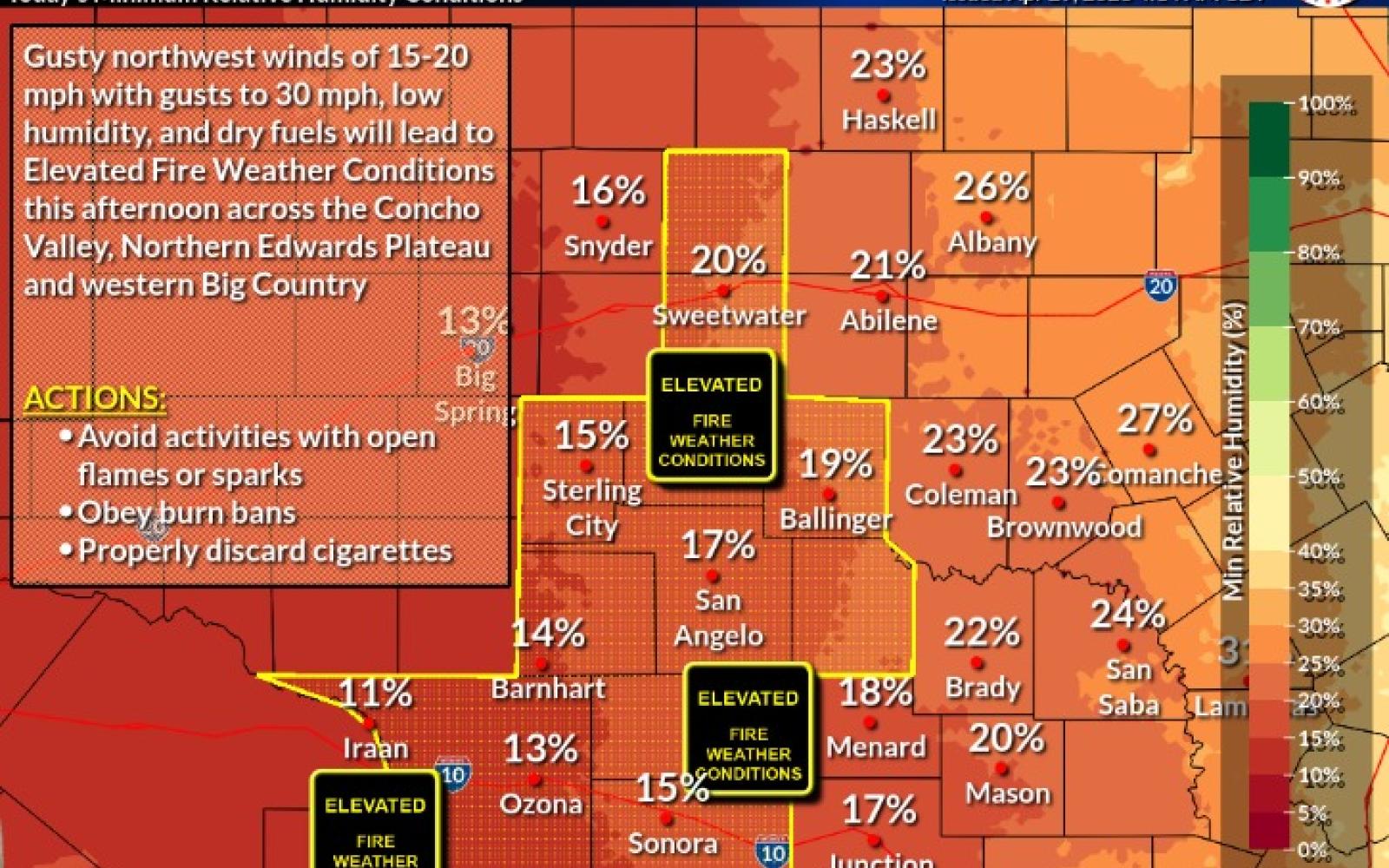 Elevated Fire Weather Conditions (Courtesy/NWS)