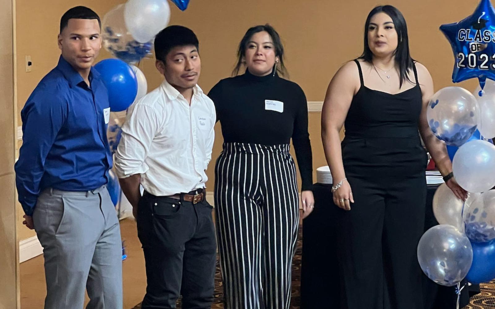 (L-R) Taven White ($500 scholarship); Giovani Pablo ($500 scholarship); Mariah Martinez (won a balloon bouquet); and Victoria Enriquez (won a balloon bouquet)