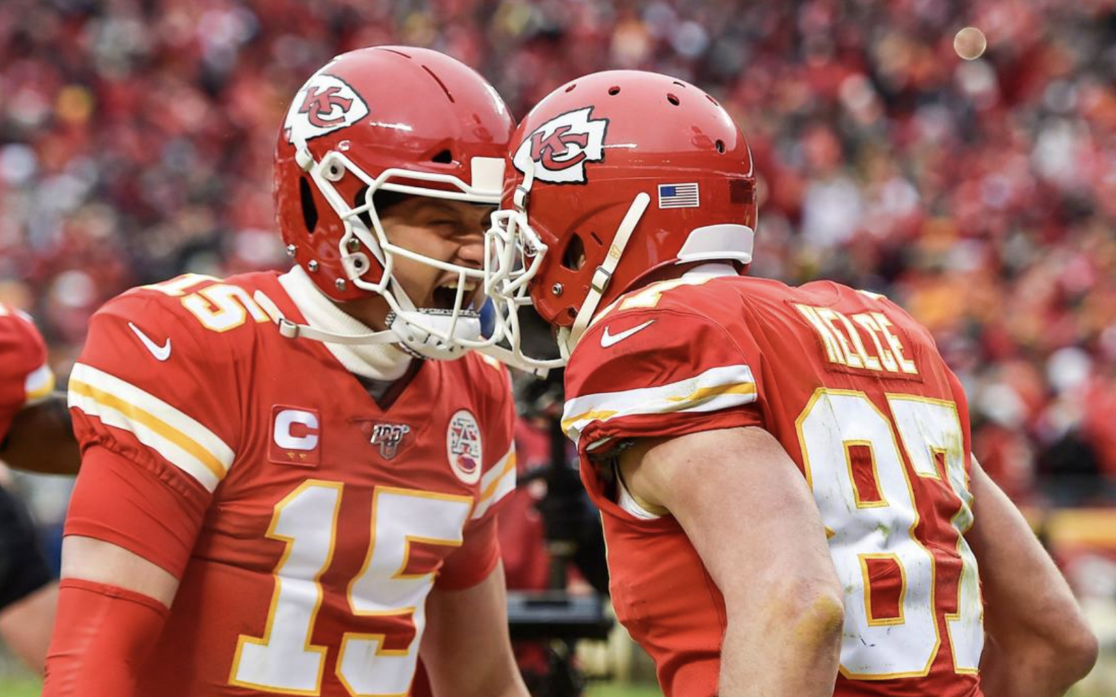 Kansas City Chiefs Patrick Mahomes and Travis Kelce