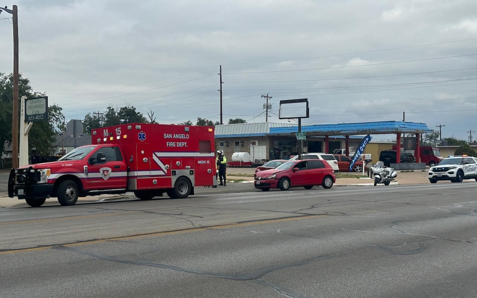 A red Mitsubishi sedan was T-boned by the red Volkswagen hatchback on Sept 12, 2023.