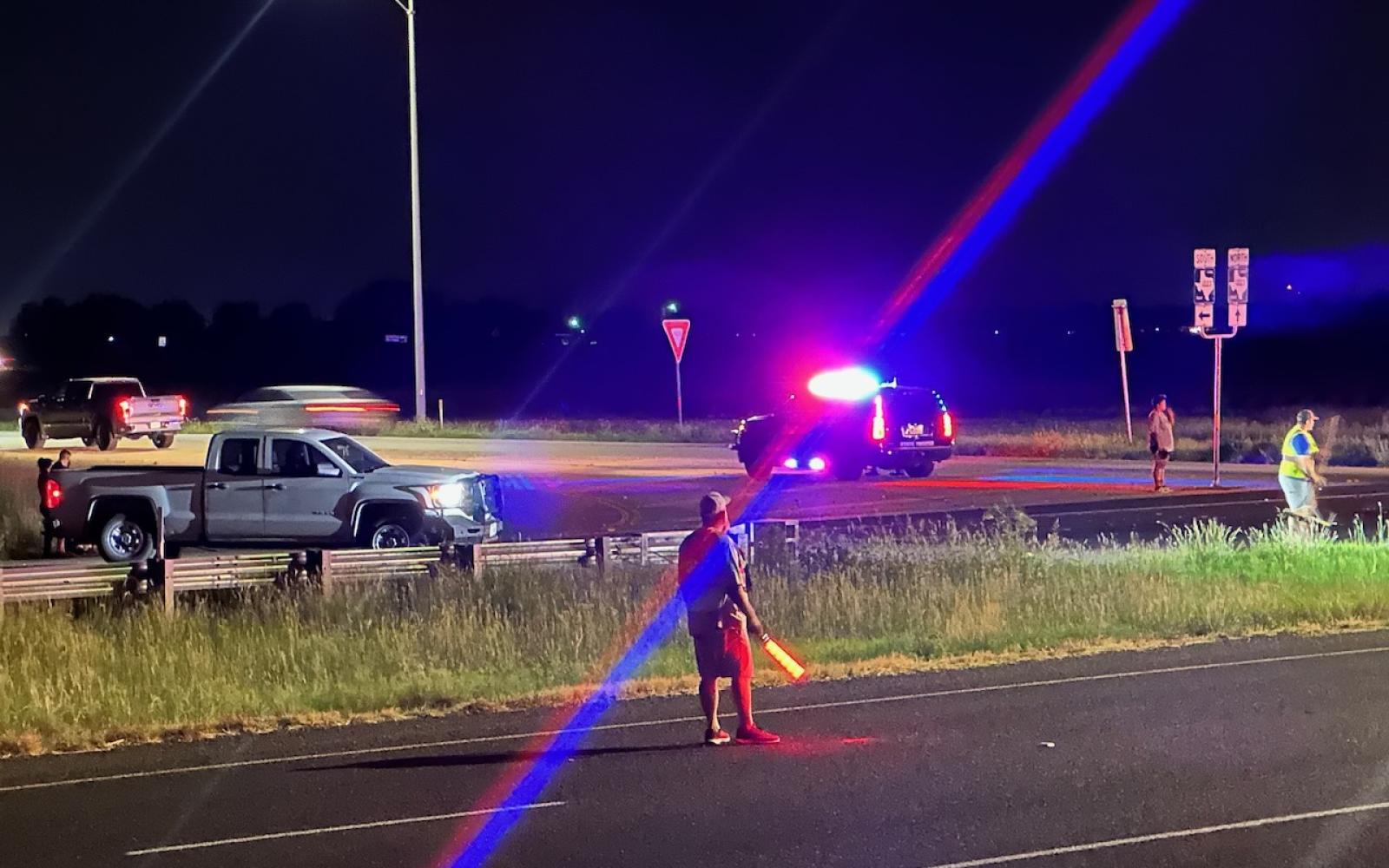 Little sedan T-bones big GMC pickup near Loop 306 at US 87 on Sept. 30, 2023