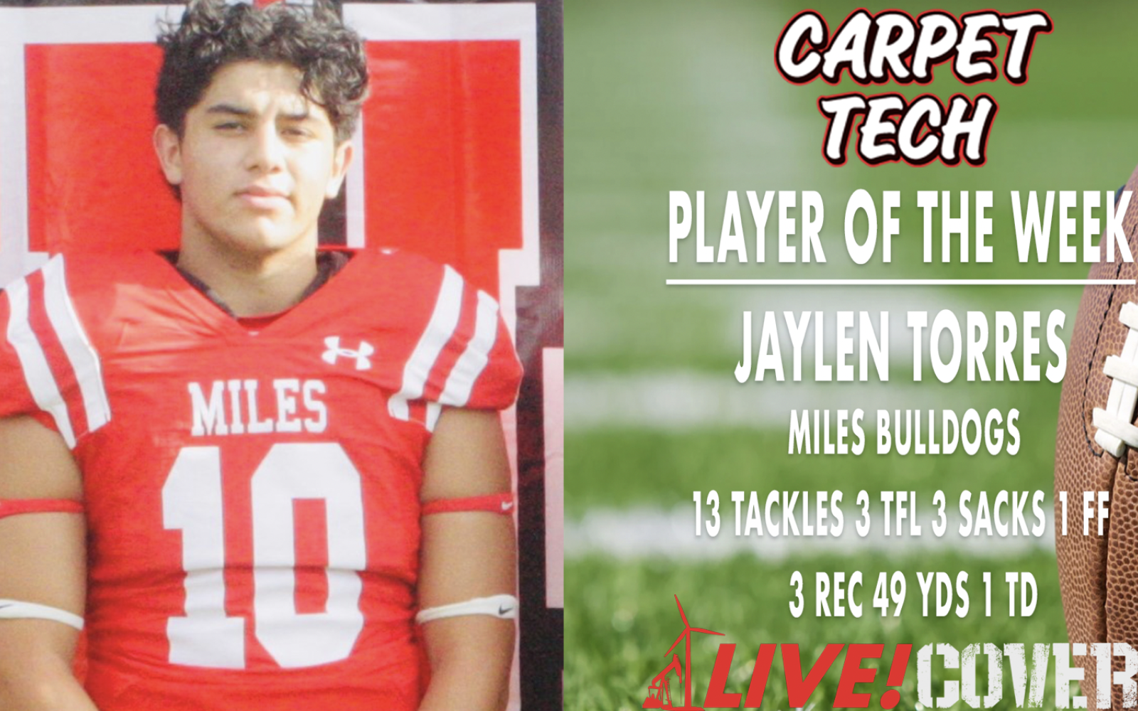 COVER1 and Carpet Tech's Player of the Week: Miles LB/WR Jaylen Torres
