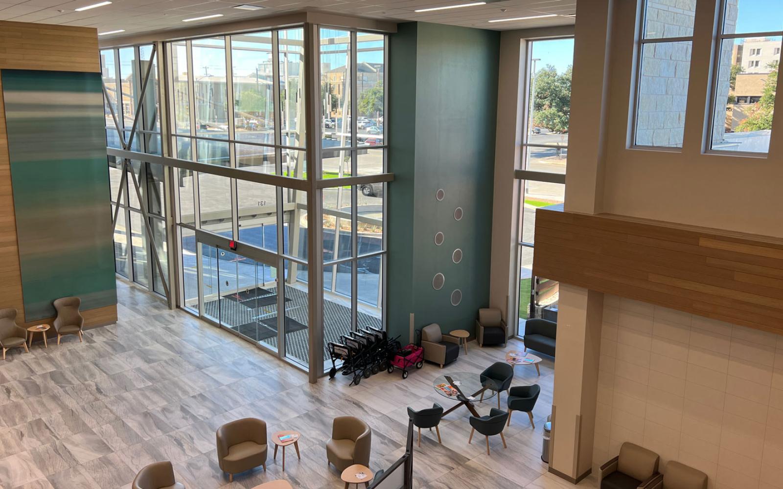 The grand entrance of the $40 million Shannon Cancer Center at 131 E Beauregard Avenue, on the corner of Beauregard and Magdalen Streets