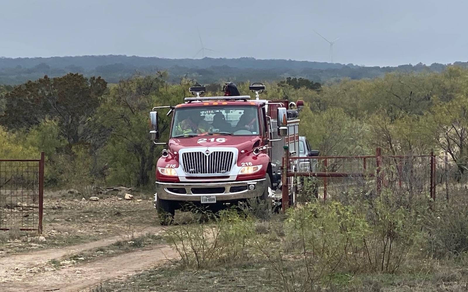 A unit with the Christoval VFD departs the scene of the crash.