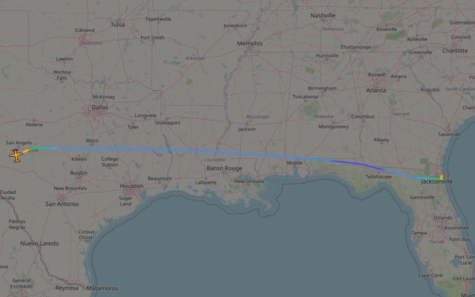 The flight path of the doomed Pilatus PC-12 headed to Mathis Field on Dec. 14, 2023.