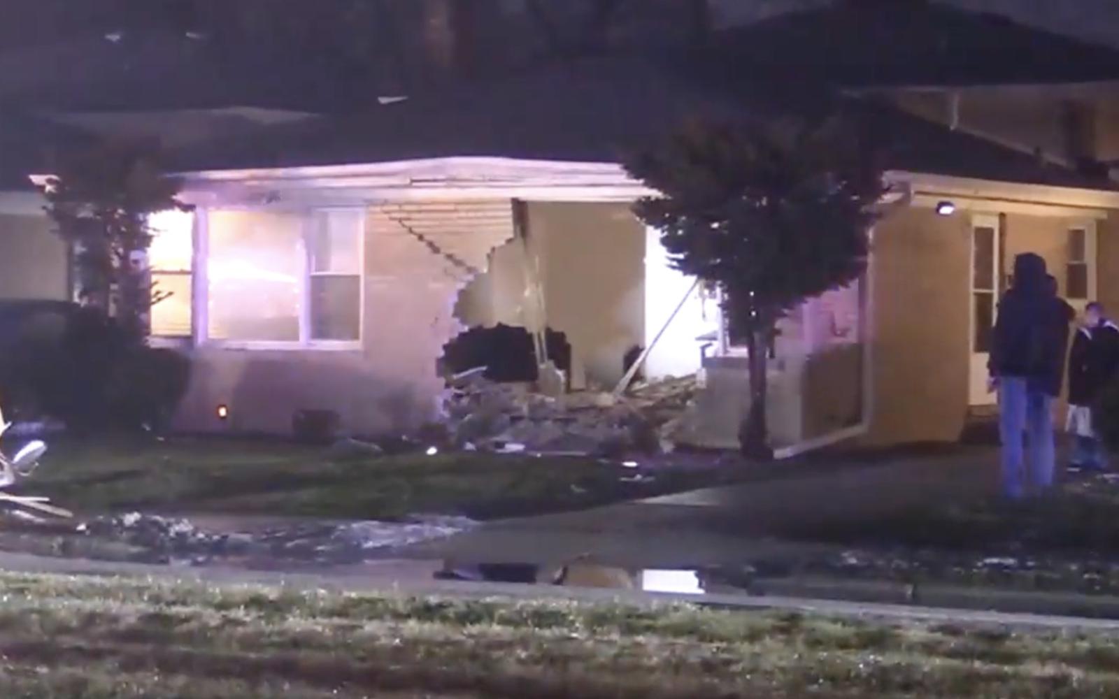 wreckage of house from Bus