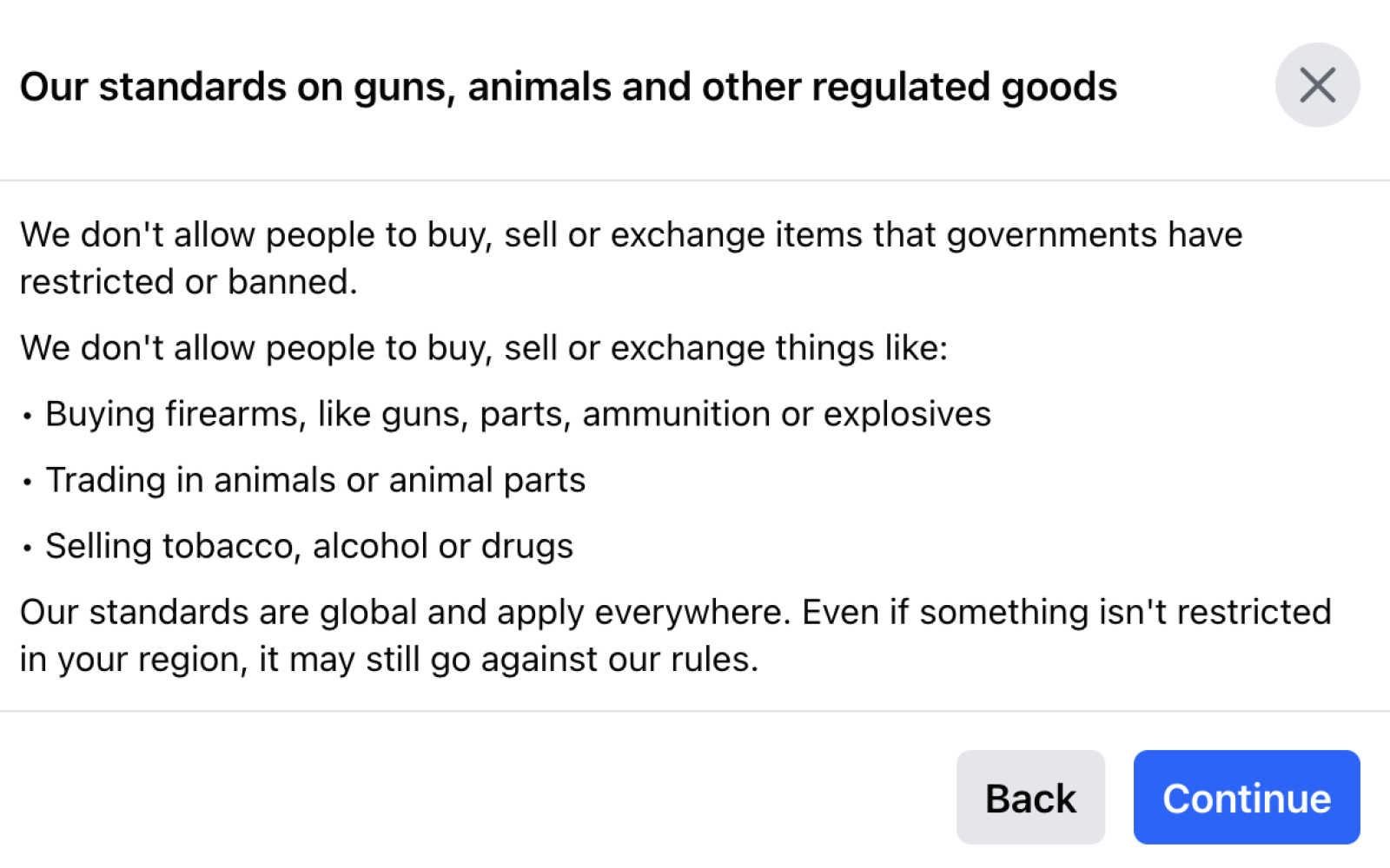 Facebook Notification on regulation