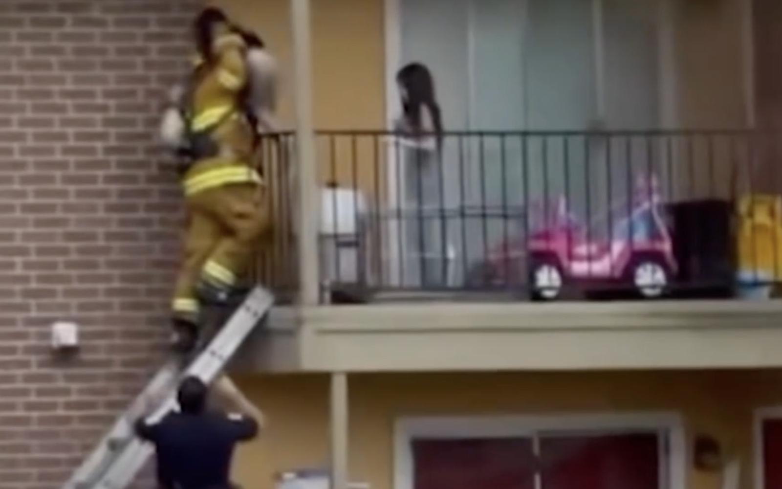 Firefighters Rescue Kids from Burning Complex