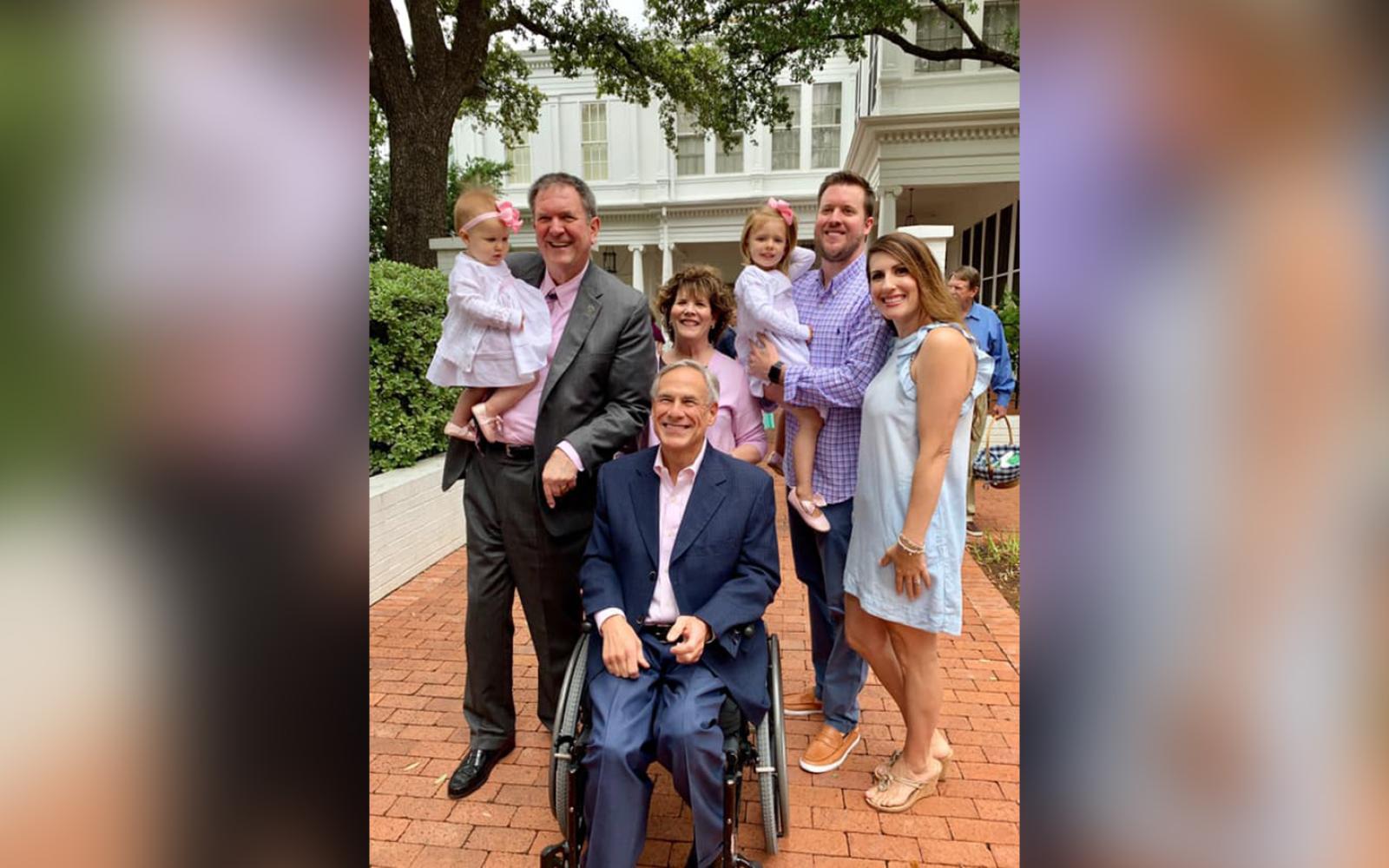 Stan Lambert with former political ally Gov. Greg Abbott and his family celebrate Easter at the Governor's Mansion in Austin.