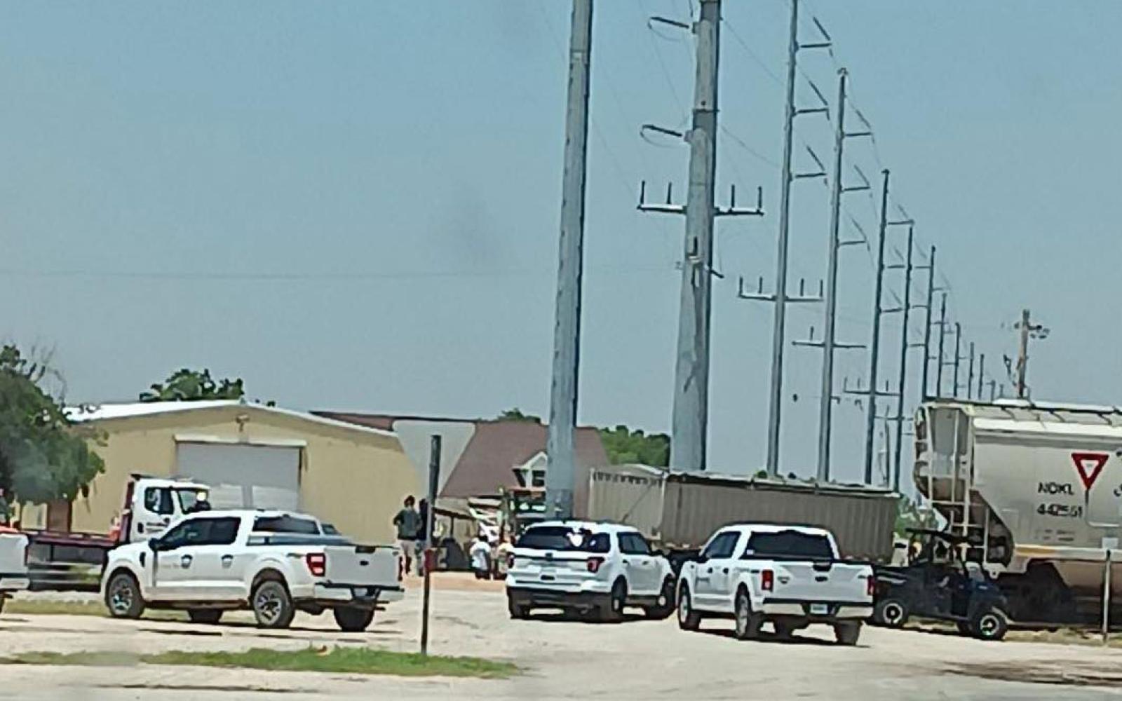 MILES, TX — This afternoon, a truck tractor towing a semi-trailer had its trailer cut in half after a train collided with it.