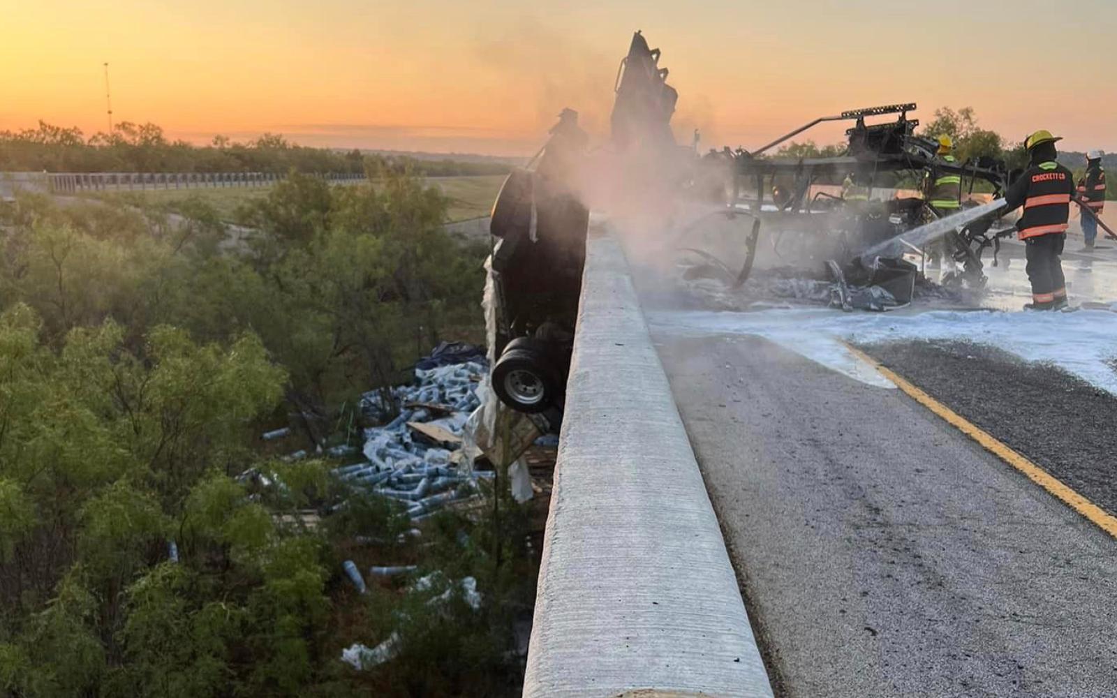 Fiery crash of an 18-wheeler in the eastbound lanes of I-10 on June 13, 2024.
