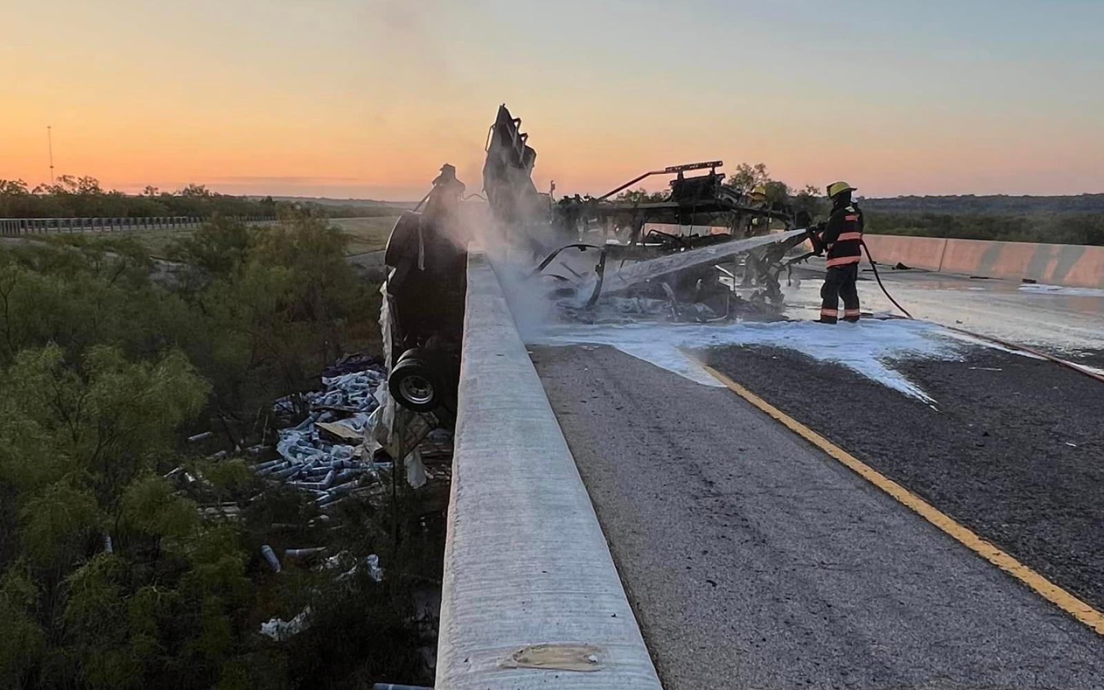 Fiery crash of an 18-wheeler in the eastbound lanes of I-10 on June 13, 2024.