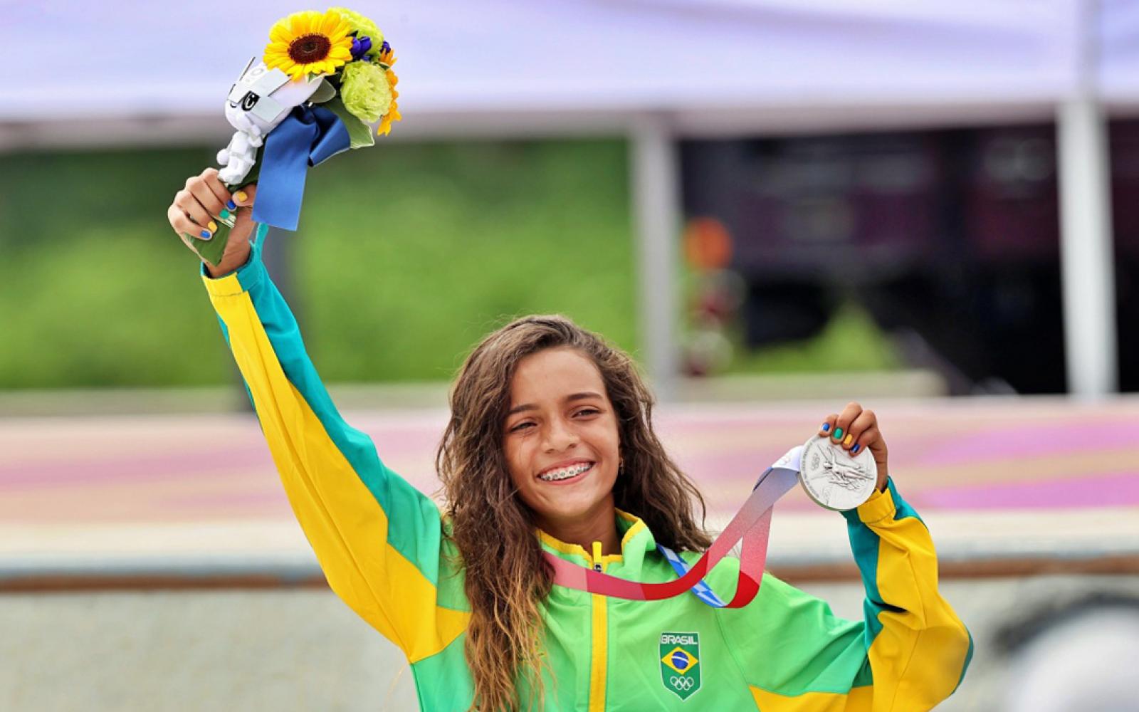 16-year-old Brazilian Rayssa Leal won bronze in skateboarding