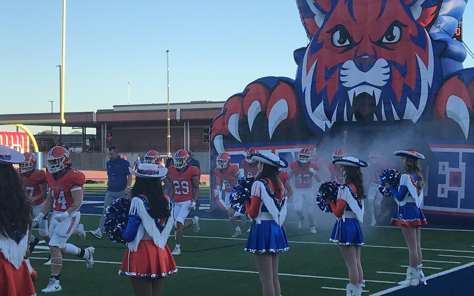 The Central Bobcats run onto the field before their homecoming game against Waco on Friday, Sept. 27, 2024, at San Angelo Stadium.