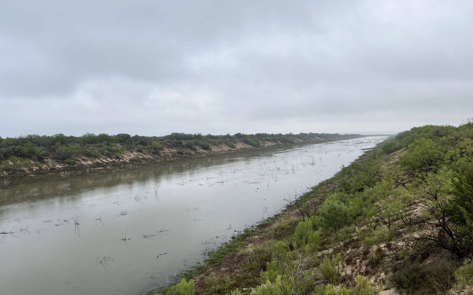 The equalization channel at Twin Buttes is filled with water Wednesday, Sept. 4, 2024, after heavy rain in the area.