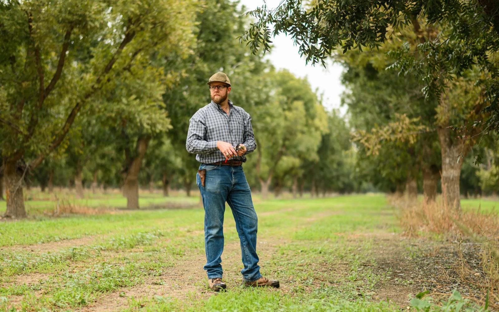Belding Farms General Manager Zachary Swick poses for a portrait at the farm on Sept. 23, 2024, in Fort Stockton. The farm’s dispute over exporting water comes as the state’s population booms and water supply dwindles.