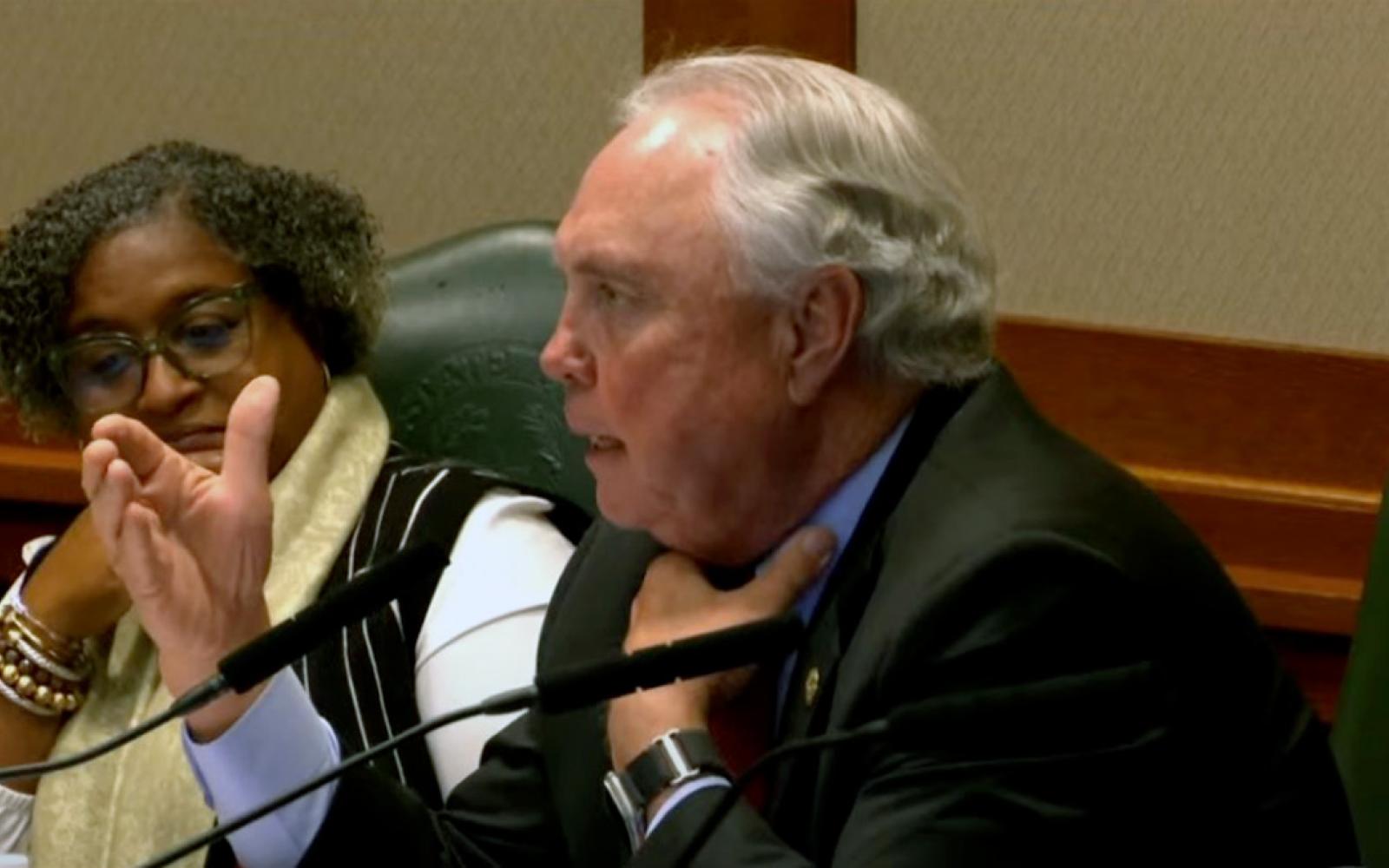 State Rep. Drew Darby (R-San Angelo) questions witnesses at an Oct 21, 2024 hearing about the conviction of death row inmate Robert Roberson.