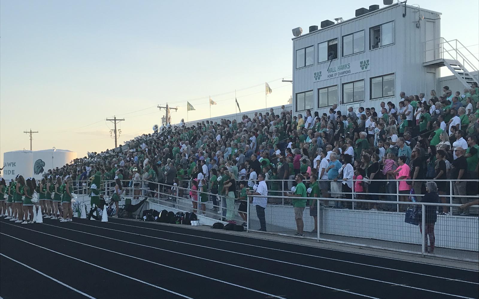Wall's fans fill up the home stands at Hawk Stadium at Clayton Weishuhn Field for the homecoming against Idalou on Friday, Oct. 4, 2024.