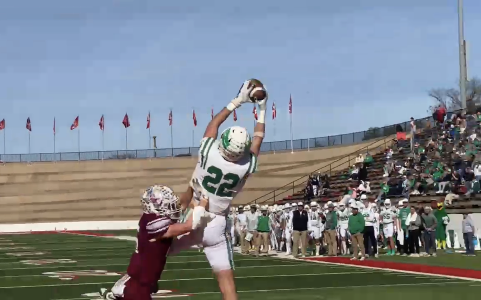Wall's Lane Stansberry catches a touchdown pass against Littlefield during the Hawks' 56-21 win in their Class 3A Division II regional semifinal playoff game Friday, Nov. 29, 2024, at Sweetwater's Mustang Bowl.