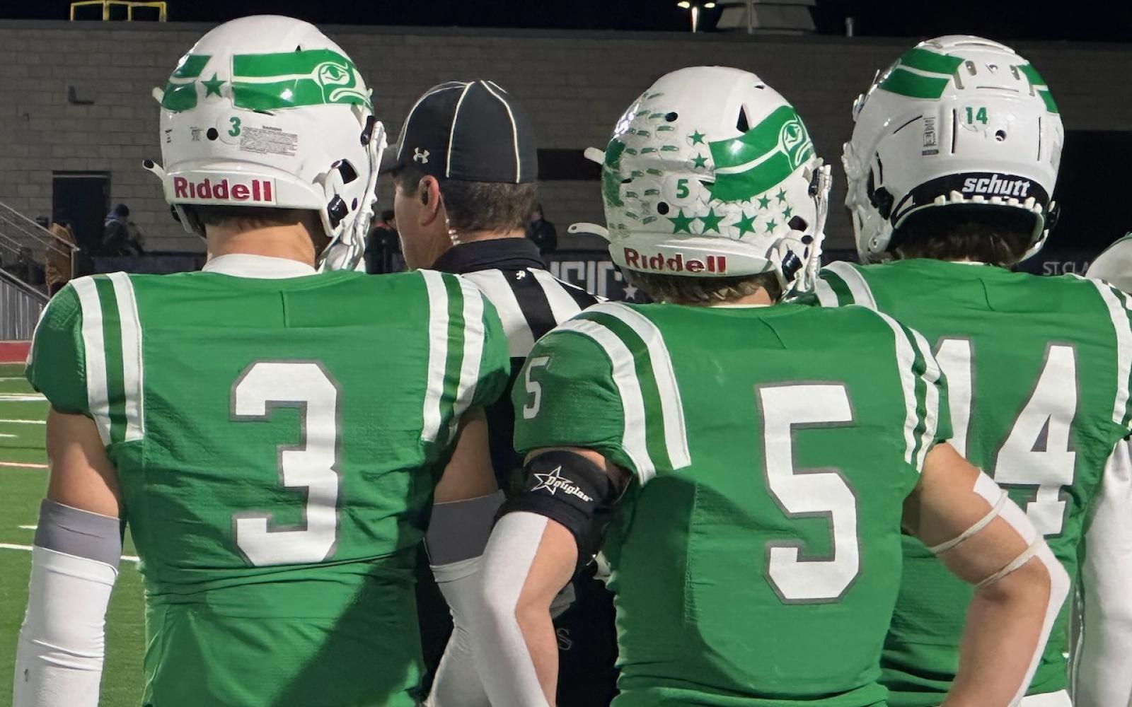 The Wall Hawks right before the quarterfinal playoff game against Canadian on Dec 6, 2024. 