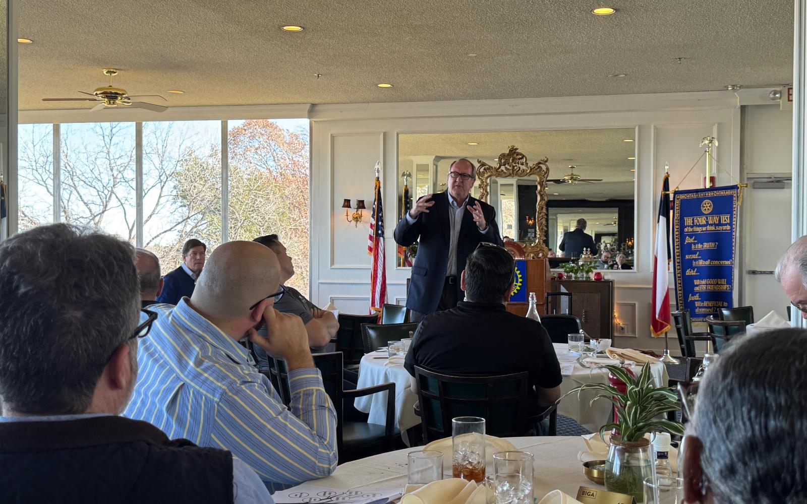 San Angelo Chamber of Commerce President Steve Ahlenius makes the case for a $403 million San Angelo ISD bond at the Friday, Jan 24, 2025 meeting of the San Angelo Rotary Club