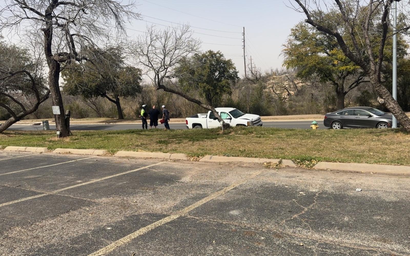 The culprit Chevy pickup that downed the telephone pole at the Arc Light Sports Bar & Grill on March 12, 2025.