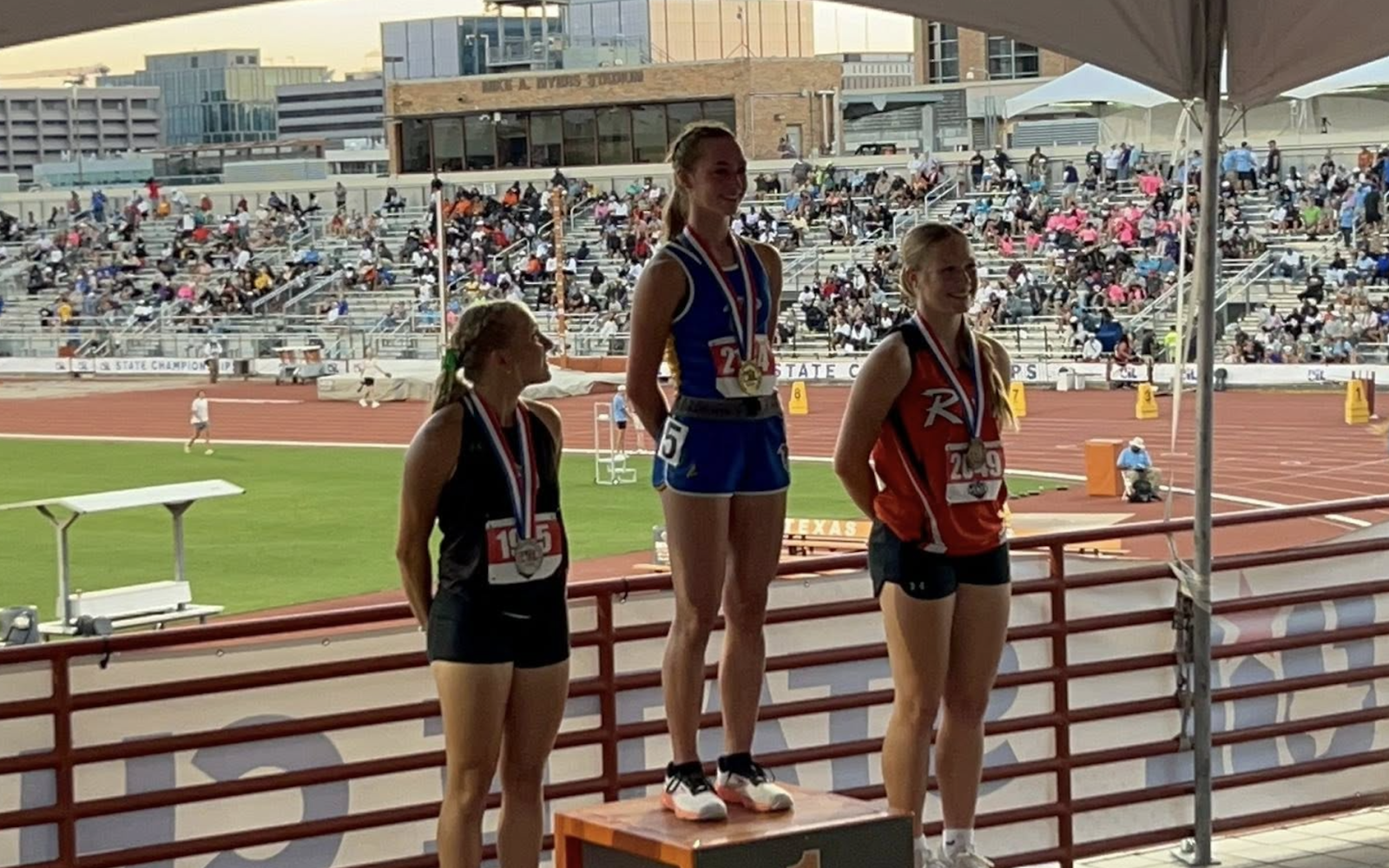Veribest's Chloe Becker took first in the 200 and second in the 100 Saturday at the 1A state track meet.