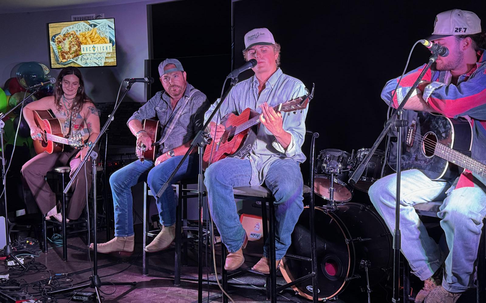 Headliners (L-R) Kat Hasty, Rich O'Toole, Cooper Hamilton (singing), and Sterling Elza. 