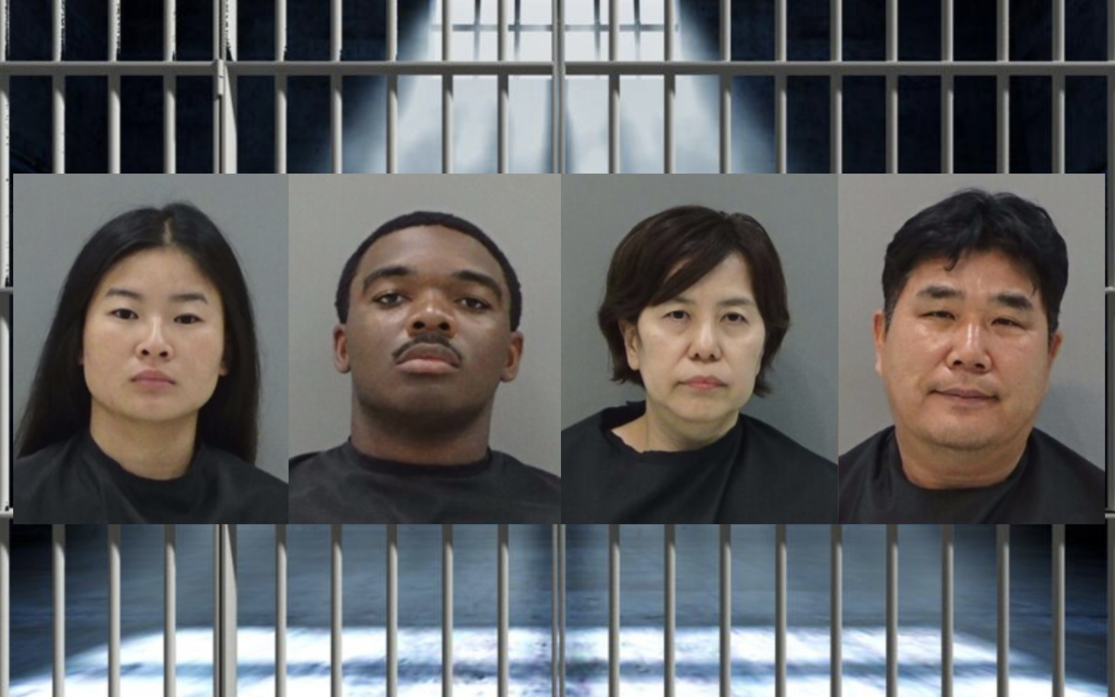 (L-R) Lilah Johnson, Treavon Smith, Youmee Shin, Yong Joo- Arrested for Public Lewdness