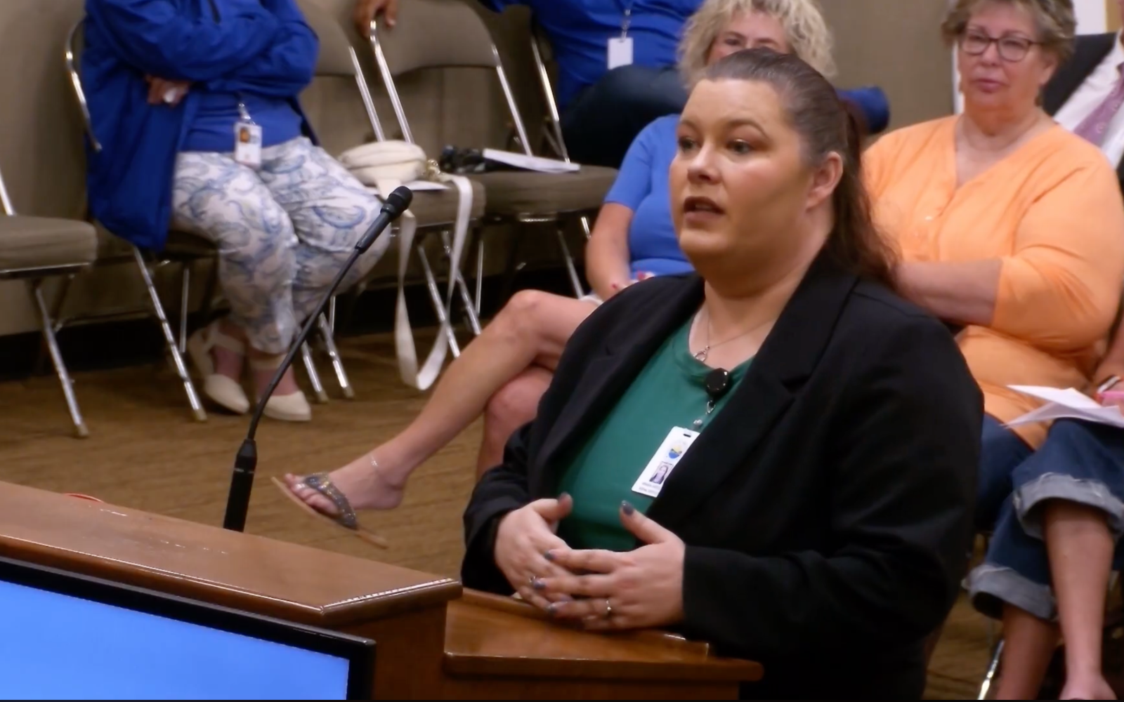 Amanda Weddle, San Angelo's new Animal Services manager, introduces herself to the city council.
