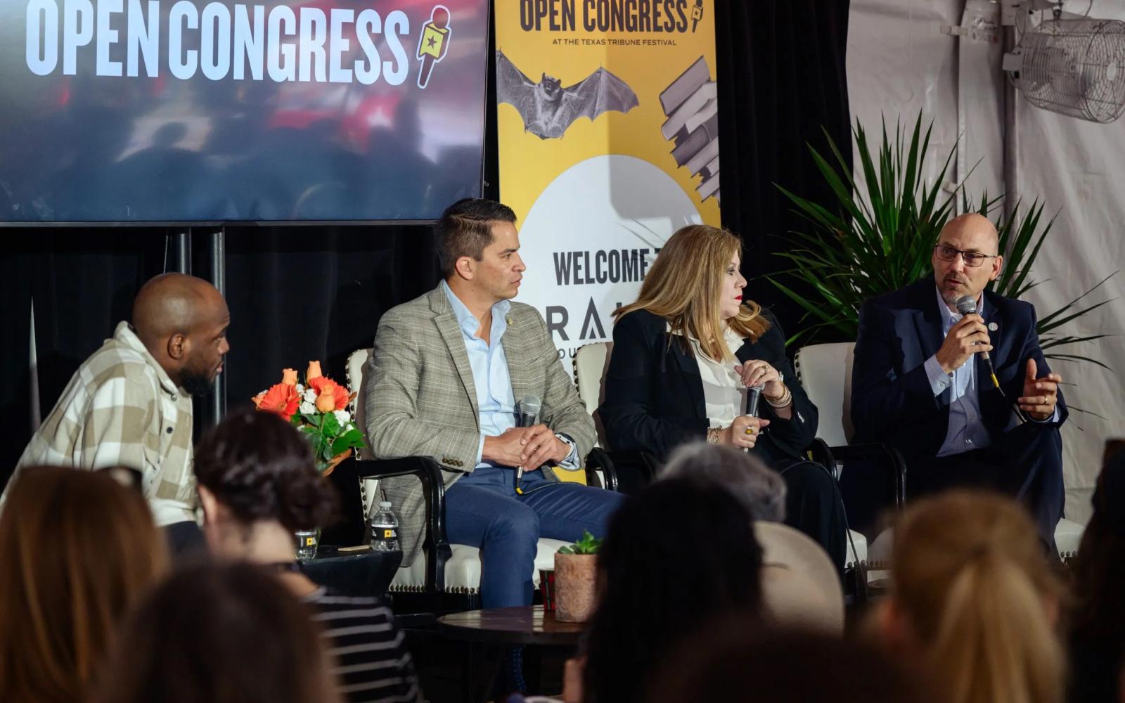 From left: Texas Tribune public education reporter Jaden Edison moderates a panel with Austin ISD Superintendent Matias Segura, Tomball ISD Superintendent Martha Salazar-Zamora, and San Angelo ISD Superintendent Christopher Moran during The Texas Tribune Festival in downtown Austin, on Saturday, Nov. 15, 2025. Manoo Sirivelu/The Texas Tribune