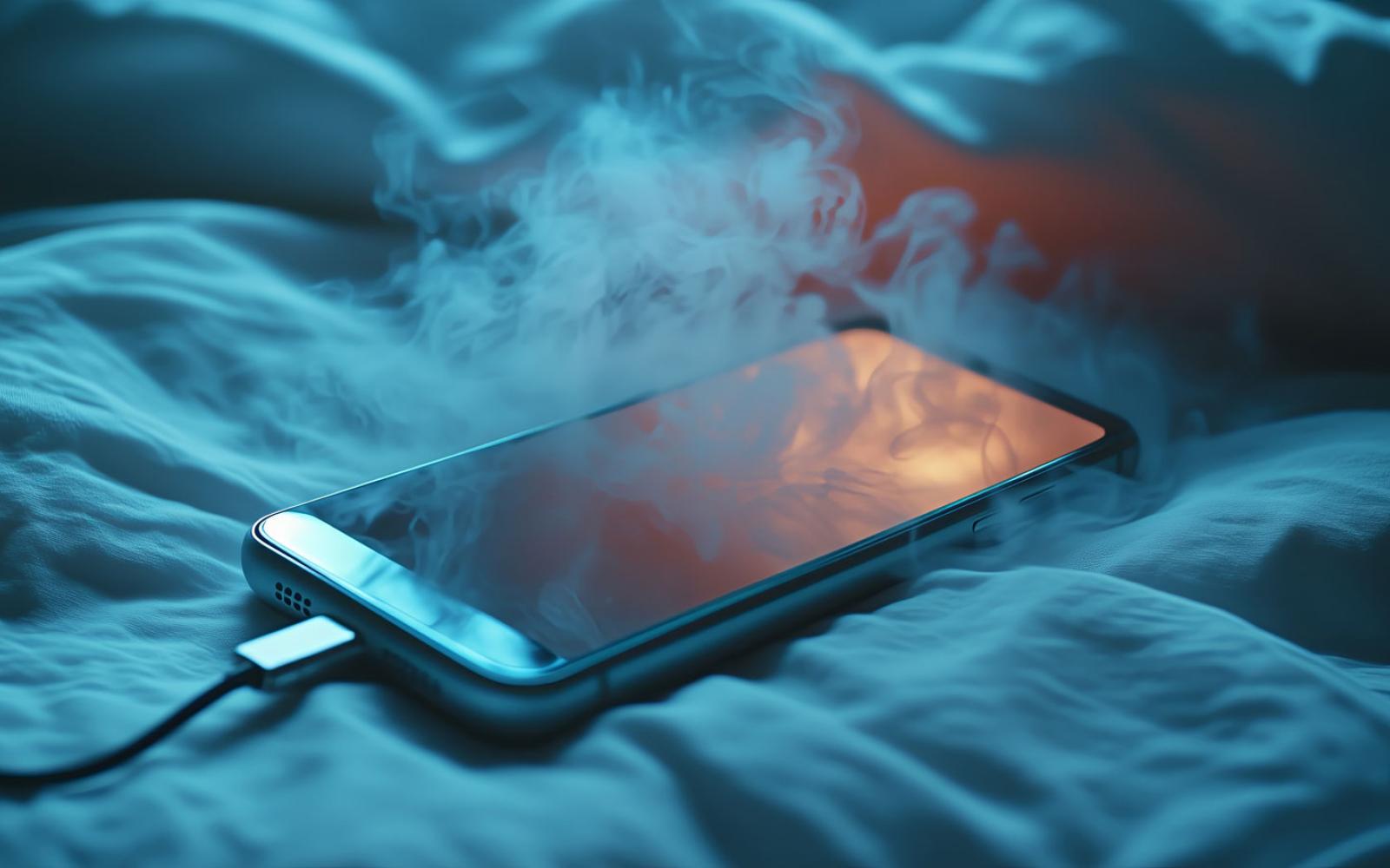 A woman claimed her smartphone bruned her while sleeping with it. This is a representative image with a tad bit hyperbole. 