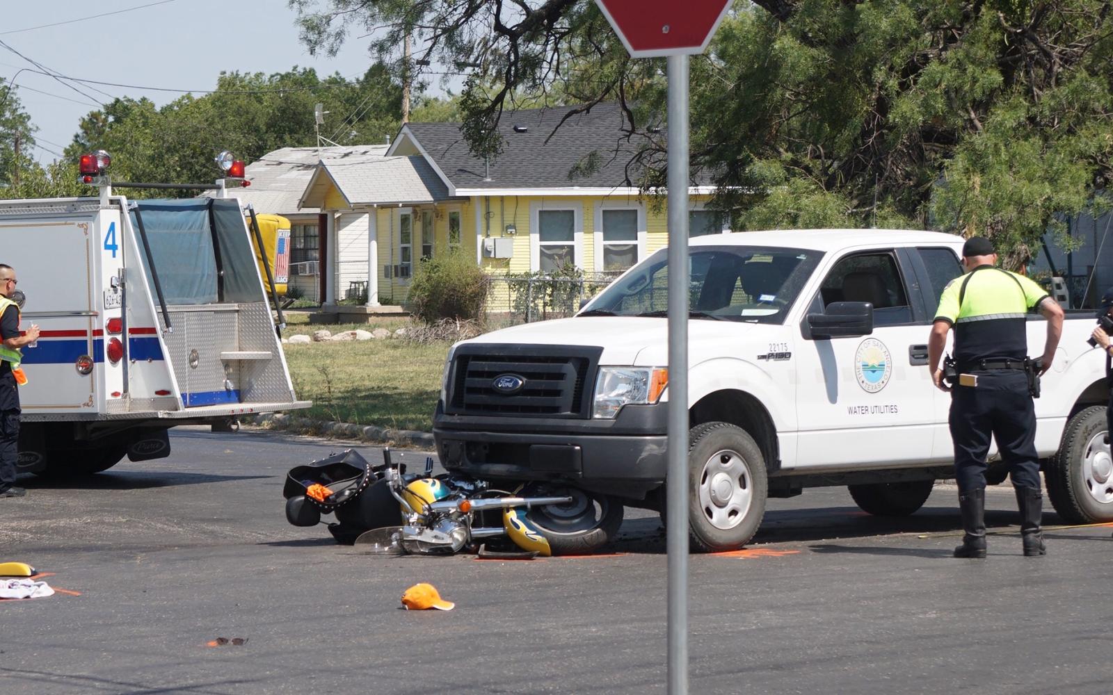 The 2009 Ford F-150 operated by the City that police said ran a stop sign and crashed with the motorcycle